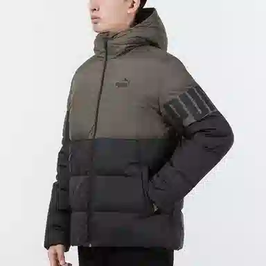 Puma Logo Patch Down Jacket Hoodie Black