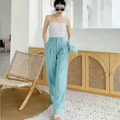 美洋 纯色高腰阔腿休闲长裤 女款