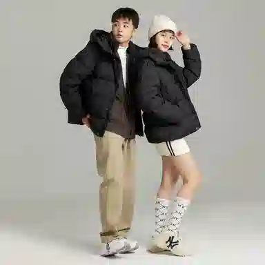 MLB NY Yankees Hooded Puffer Jacket Black