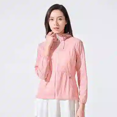 探路者 纯色户外轻薄透气防泼水连帽防晒衣 女款