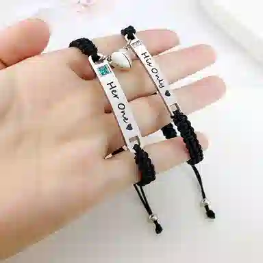 恋朵 情侣款手链一对价 潮流手工编织情侣手环英文手链 磁铁相吸手链