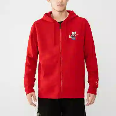 Air Jordan Logo Hoodie Jacket Red