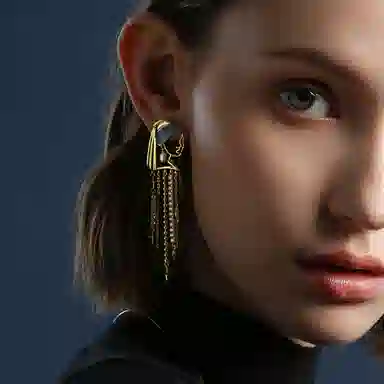 恋朵 艺术系列 个性耳环 长款流苏款耳坠原创设计小众轻奢高级戴珍珠耳环的少女 #闪耀银河#