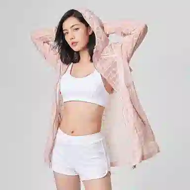 探路者 格子户外轻薄速干连帽皮肤衣 女款