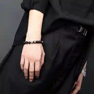 FOUNDIN Silver Obsidian Bracelet