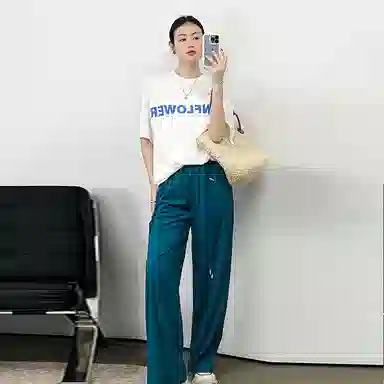 美洋 抽绳高腰直筒休闲裤 女款