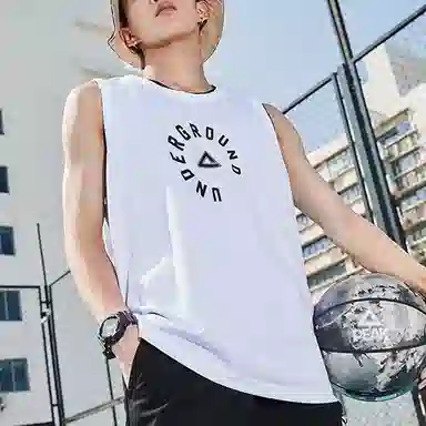 匹克 篮球文化系列 字母印花健身训练圆领套头背心 男款 大白