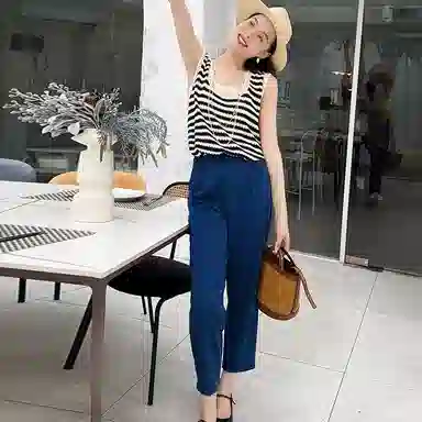 美洋 高腰松紧哈伦九分休闲裤 女款