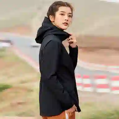 探路者 纯色连帽套头拉链三合一冲锋衣 女款