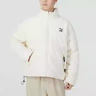 PUMA Logo Print Down Jacket White
