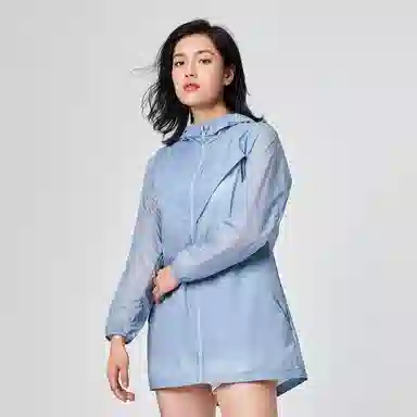 探路者 纯色户外轻薄透气凉感科技连帽皮肤衣 女款