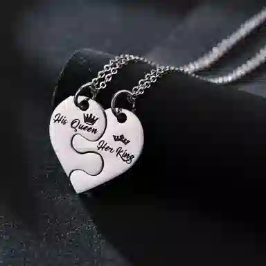 恋朵 潮流心形拼图 钛钢 项链 男女同款情侣款