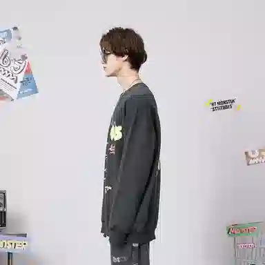 bt Graffiti Print Crewneck Sweatshirt