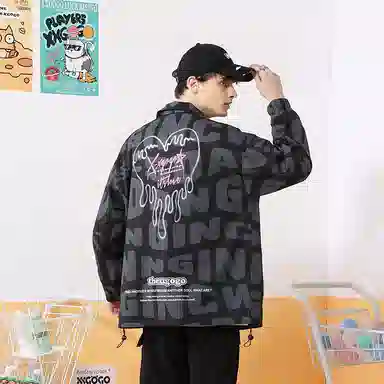 XXGOGO Letter Print Heart Jacket