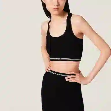 Miu Miu Logo Sleeveless Top Black