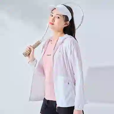 探路者 纯色户外轻薄透气连帽皮肤衣 女款