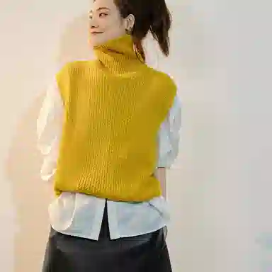 美洋 复古高领针织背心 女款