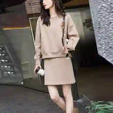 【dme】 宽松休闲卫衣纯色半身下装裙装套装 女款