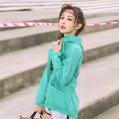 探路者 纯色拉链连帽防晒衣 女款