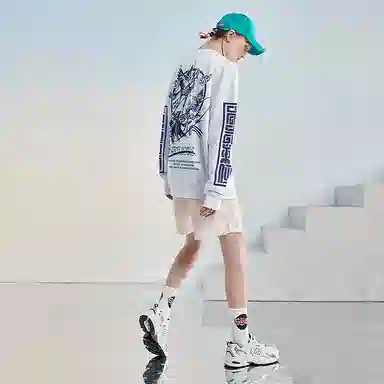 木村三社 仙鹤印花纯棉圆领宽松卫衣 男女同款