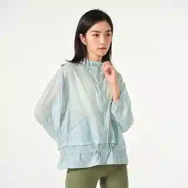 探路者 纯色户外轻薄透气宽松连帽防晒衣 女款
