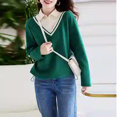 【dme】 翻领假两件卫衣 女款