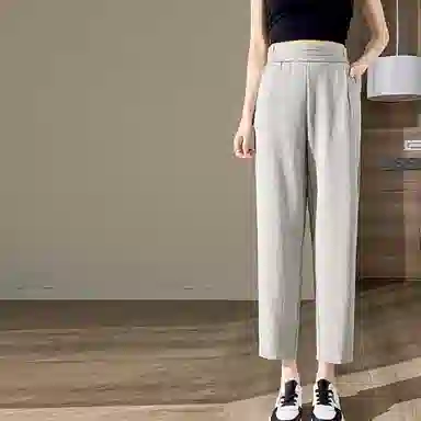 【dme】松紧腰直筒九分西装裤 女款