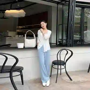 美洋 纯色松紧高腰阔腿休闲裤 女款