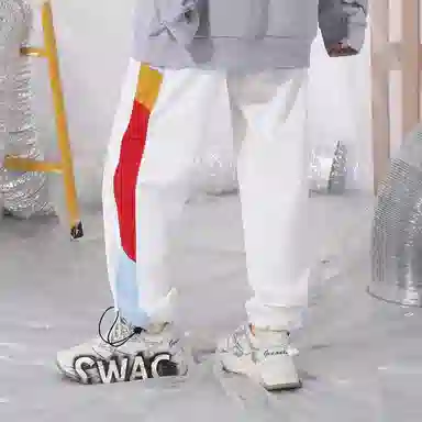 XXGOGO Retro Colorblock Jogger Pants White