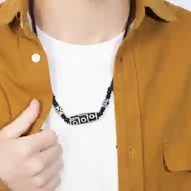 周百福 九眼天珠 古风挂绳运珠本命年生肖守护神 招财转运吉祥平安国潮新中式 玛瑙 项链 男女同款情侣款