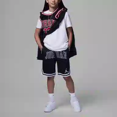 Jordan Kids Logo Print Striped Shorts Black