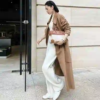 美洋 纯色高腰松紧阔腿长裤 女款 奶白色