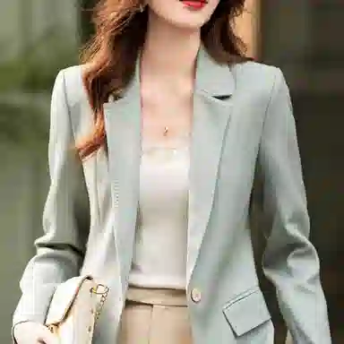 【dme】 一粒扣修身休闲西装 女款 水蓝