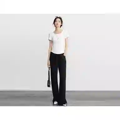 美洋 高腰直筒开叉休闲裤 女款