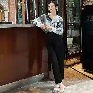 美洋 高腰松紧哈伦九分休闲裤 女款