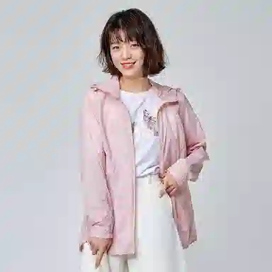 探路者 纯色户外运动休闲防晒轻薄透气连帽皮肤衣 女款