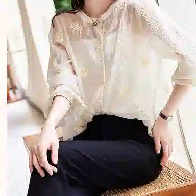 【dme】休闲圆领长袖衬衫 女款