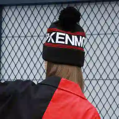 肯默 提花针织帽带球毛线冷帽 男女同款