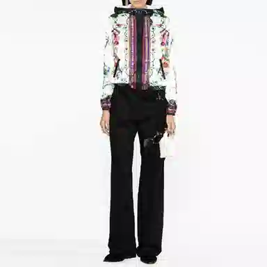 Versace Jeans Couture SS23 Floral Hooded Bomber Jacket White