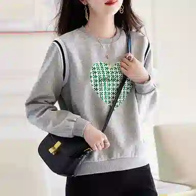 【dme】 圆领爱心宽松卫衣 女款