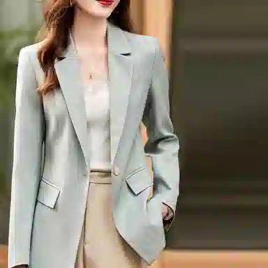 【dme】 一粒扣修身休闲西装 女款 水蓝