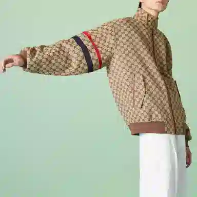 Gucci Striped Print Jacket Beige