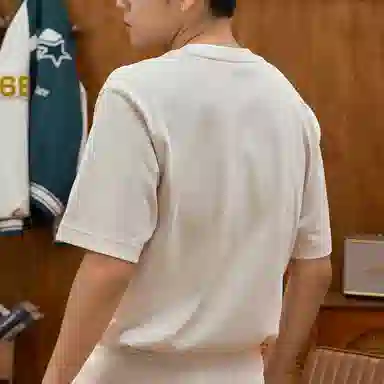 New Balance Letter Logo Crew Neck T-Shirt Ivory