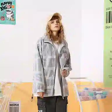 XXGOGO Letter Print Heart Jacket