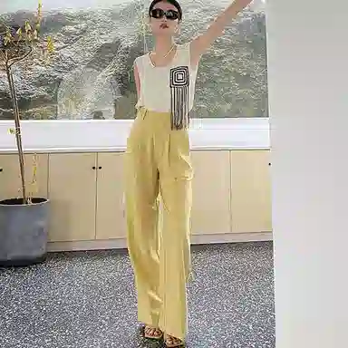 美洋 纯色高腰阔腿休闲长裤 女款