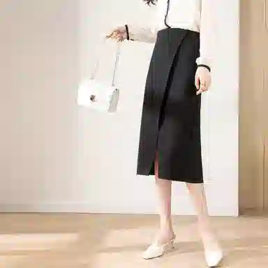 【dme】 纯色半身休闲长裙 黑色