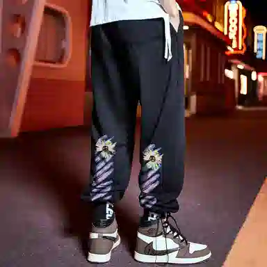 木村三社 纯棉束脚休闲裤 男女同款