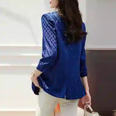 【dme】 几何提花一粒扣纯色西装 女款 蓝色