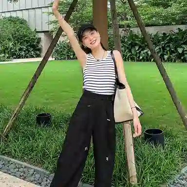 美洋 抽绳高腰直筒休闲裤 女款