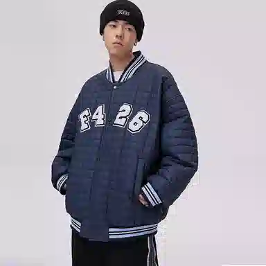 F426 Quilted Logo Baseball Jacket